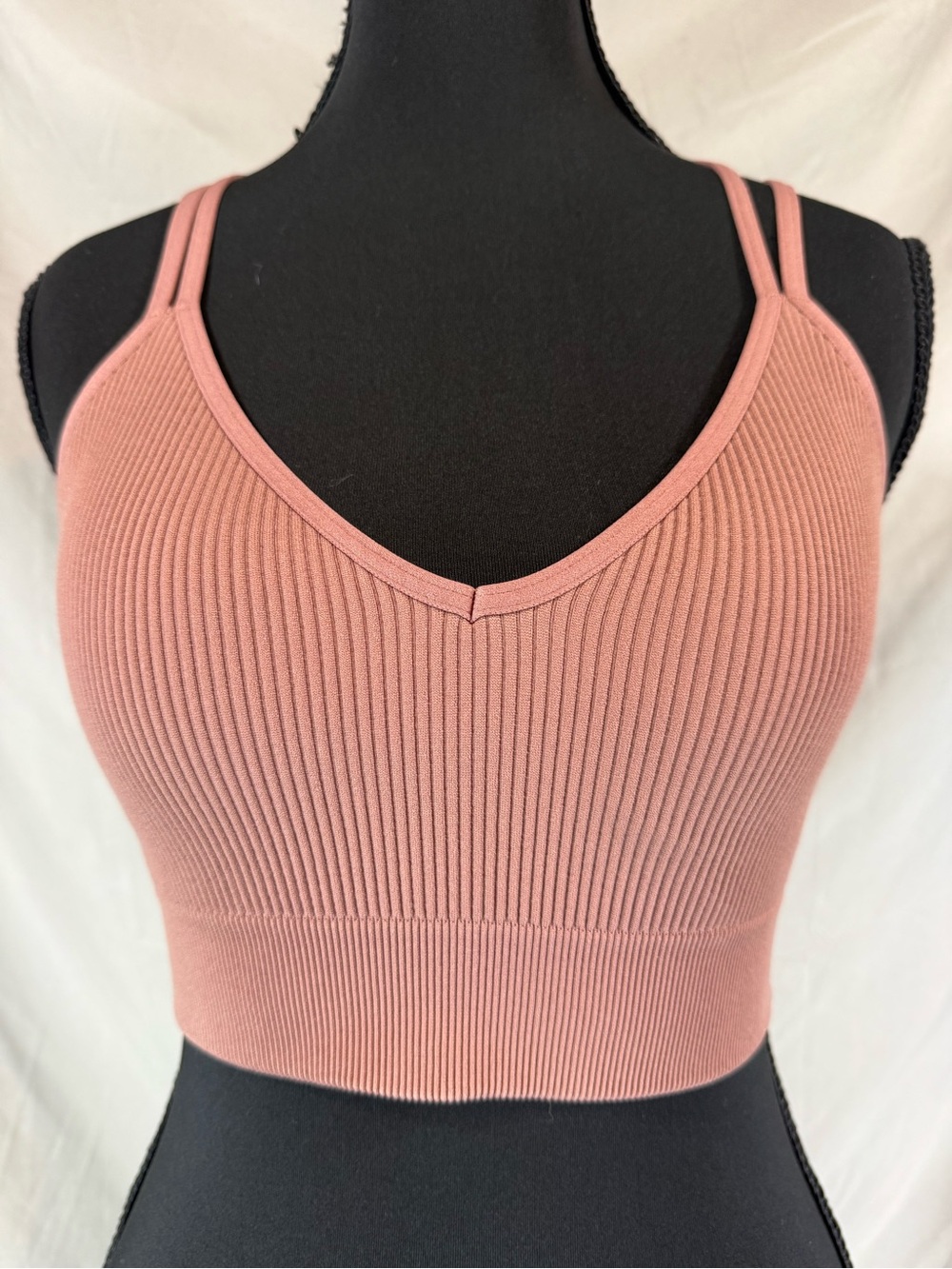 Aerie Real Good Seamless Ribbed Strappy Bralette Dusty Rose - Size Medium